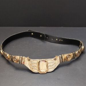 VGT,LeatherRock Elegant Black/ Gold Women's Egyptian Style Belt.